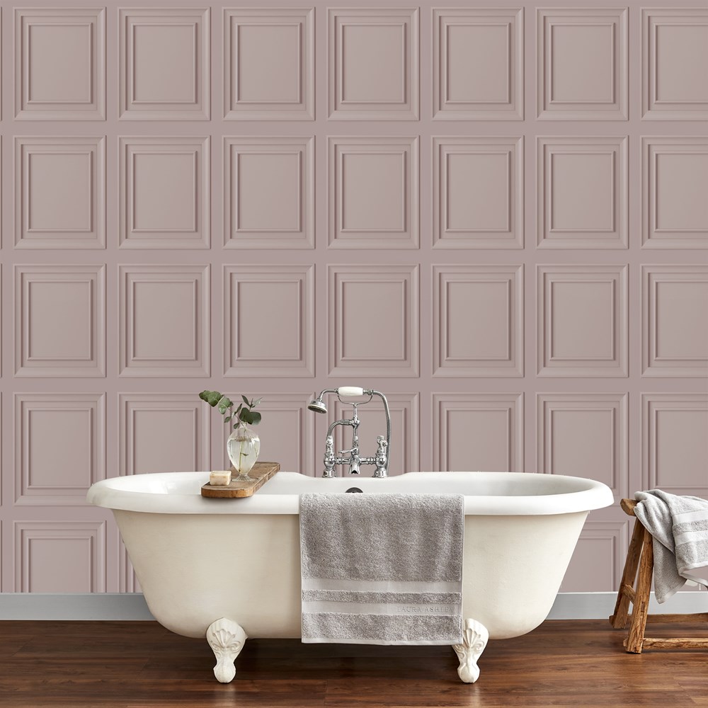 Redbrook Wood Panel Wallpaper 115257 by Laura Ashley in Blush Pink